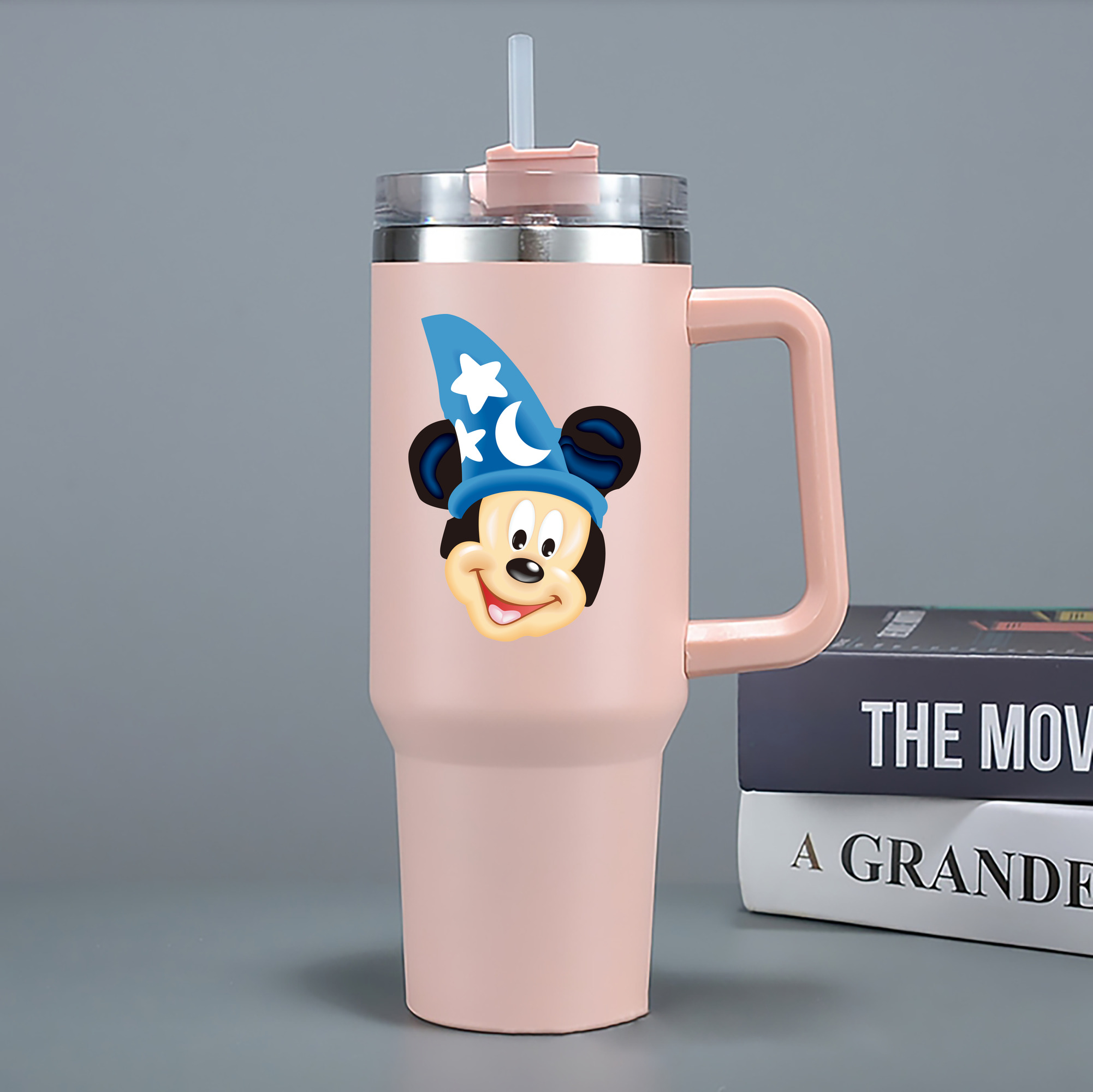 （画像用） ミッキーマウス Mickey Mouse 1200mL車用タンブラー - クリスタルステッカー（プラスチックストロー付き）